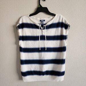 Chaps Womens Xl Striped White And Blue With Tie